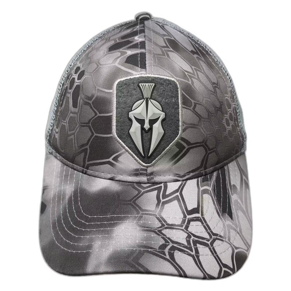 Kryptek Trucker Hat Gray Black Spartan Helmet Camo Mesh Snapback OS Adjustable